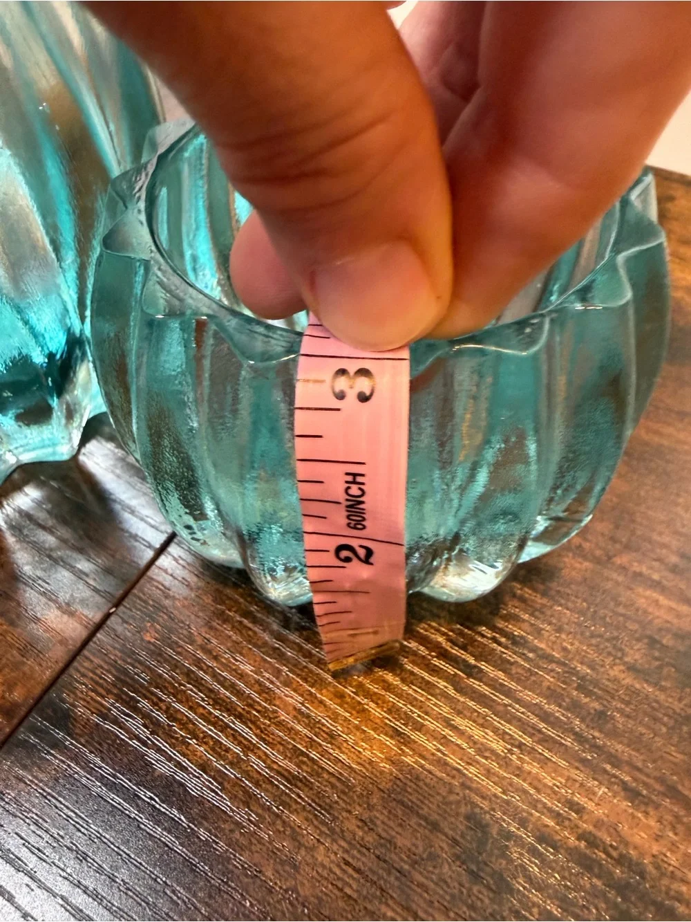 Vintage Turquoise Ribbed Glass Candle Holders - 2 sizes